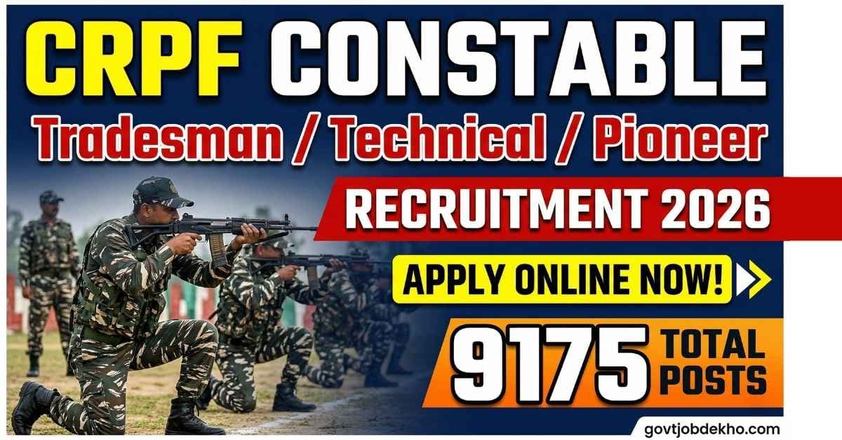 CRPF Constable Tradesman Recruitment 2026: 9195 Posts Apply Online